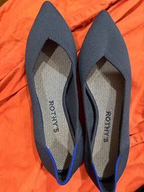 Navy Pointed Toe Knit Rothy’s Ballet Flats